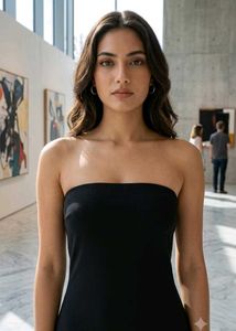 Elegant Black Strapless Maxi Dress(Large)