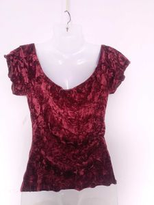 Crushed Velvet Burgundy Top