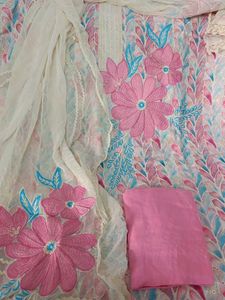 Embroidered cotton designer unstitched suit