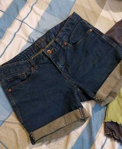 Blue Dark Wash Vintage Style Denim Shorts