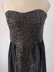 Sparkly Strapless Black Dress. small holes