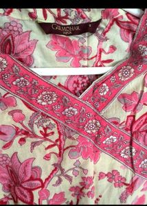 Gulmohar Jaipur Pink Floral Print Kurta
