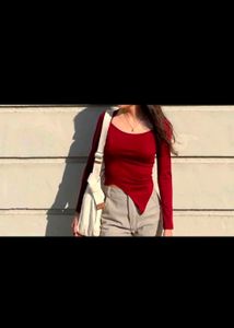 Chic Burgundy Asymmetrical Top