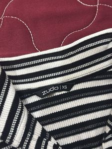 Striped Ruched Collared Top