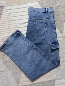 Stylish Blue Denim Cargo Pants
