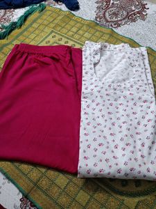 White Kurta with Small Floral Print