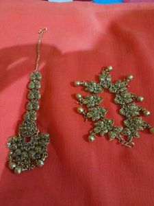 Exquisite Kundan Maang Tikka &amp; Bracelet