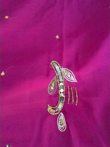 Magenta Embellished Ethnic Saree