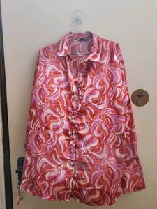 Retro Swirl Print Button-Up Shirt