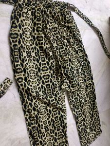 Leopard Print Pants with Tie Waist