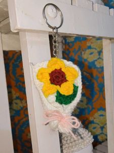Crocheted Sunflower Keychain