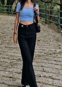 Baby Blue Cropped Padded Top