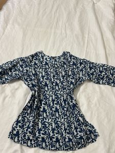 Elegant Blue &amp; White Printed Kurta