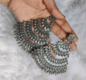Ethnic Oxidized Silver Jhumka Earrings