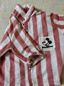 Mickey Mouse Striped Button-Up Shirt