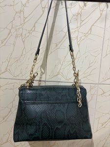 Green Snake Print Crossbody Bag