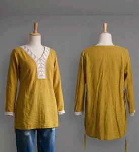 Yellow Embroidered Kurta Tunic