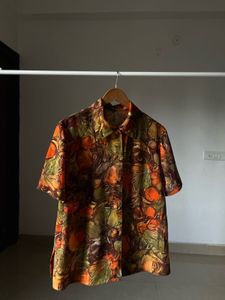 Vintage Orange Floral Print Shirt