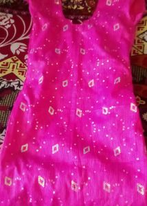 Vibrant Pink Bandhani Print Kurta