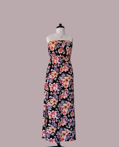 Boho Floral Strapless Maxi Dress