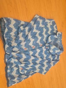 Blue Chevron Pattern Blouse