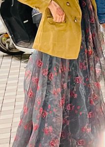 Floral Print Organza Lehenga Choli Set