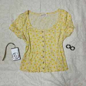 Yellow Floral Crop Top | Cute