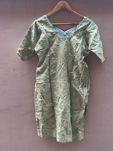 Elegant Teal &amp; Gold Brocade Kurta