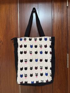 Cute Cat Print Tote Bag