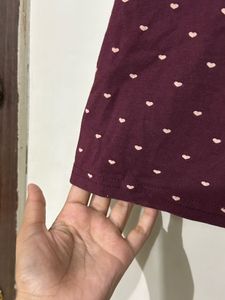 Maroon Polka Dot 3/4 Sleeve Top