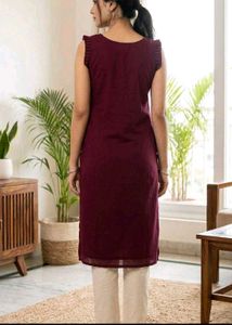 New Maroon Sleeveless Kurta with Ruffled Sleeves