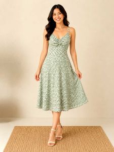 Floral Print Midi Dress. BUST fit upto 32-36