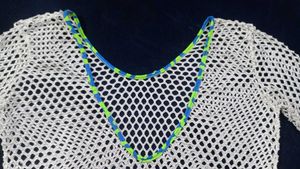 White Fishnet Top mesh crochet crop to