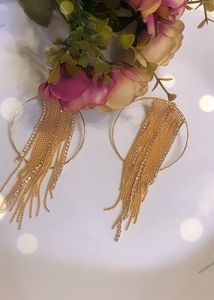 New Rose Gold Hoop Dangle Earrings