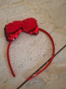 Sparkling Red Bow Headband