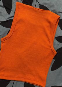 last prices Orange Ribbed Tank Top