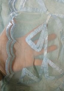 (Unused) Ribbon Embroidered Net in Sky Blue colour