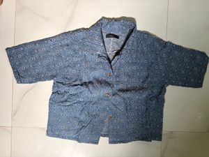 Boho Print denim Button-Up Shirt