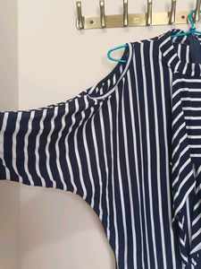 Chic Striped Cold Shoulder Top