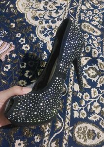 Sparkling Embellished Peep-Toe Heels