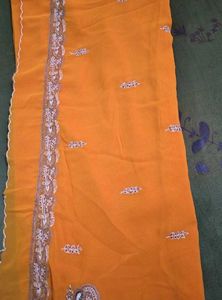 Orange Embroidered Saree