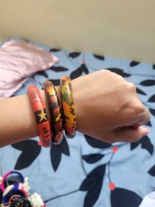 Set of 3 Hand-Painted Bangles