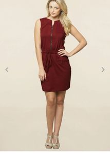 Maroon Sleeveless Casual Dress