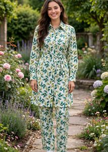[new piece]Leaf Print  co ord set