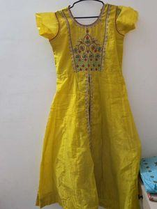 Yellow Embroidered Anarkali Kurta
