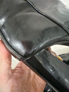 Black Patent Chunky Heel Ankle Boots