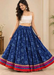 Beautiful Blue Floral Print chaniya choli