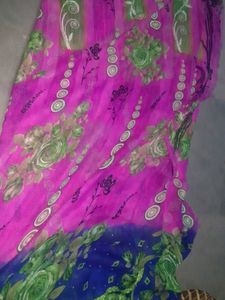 Vibrant Floral Print Saree