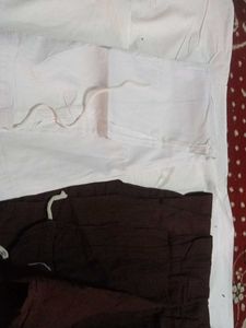 Comfortable Cotton Salwar Pants - White &amp; Brown