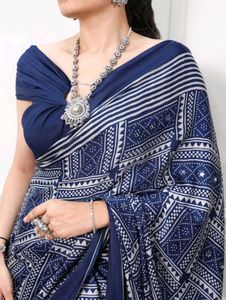 Blue Satin Silk Saree